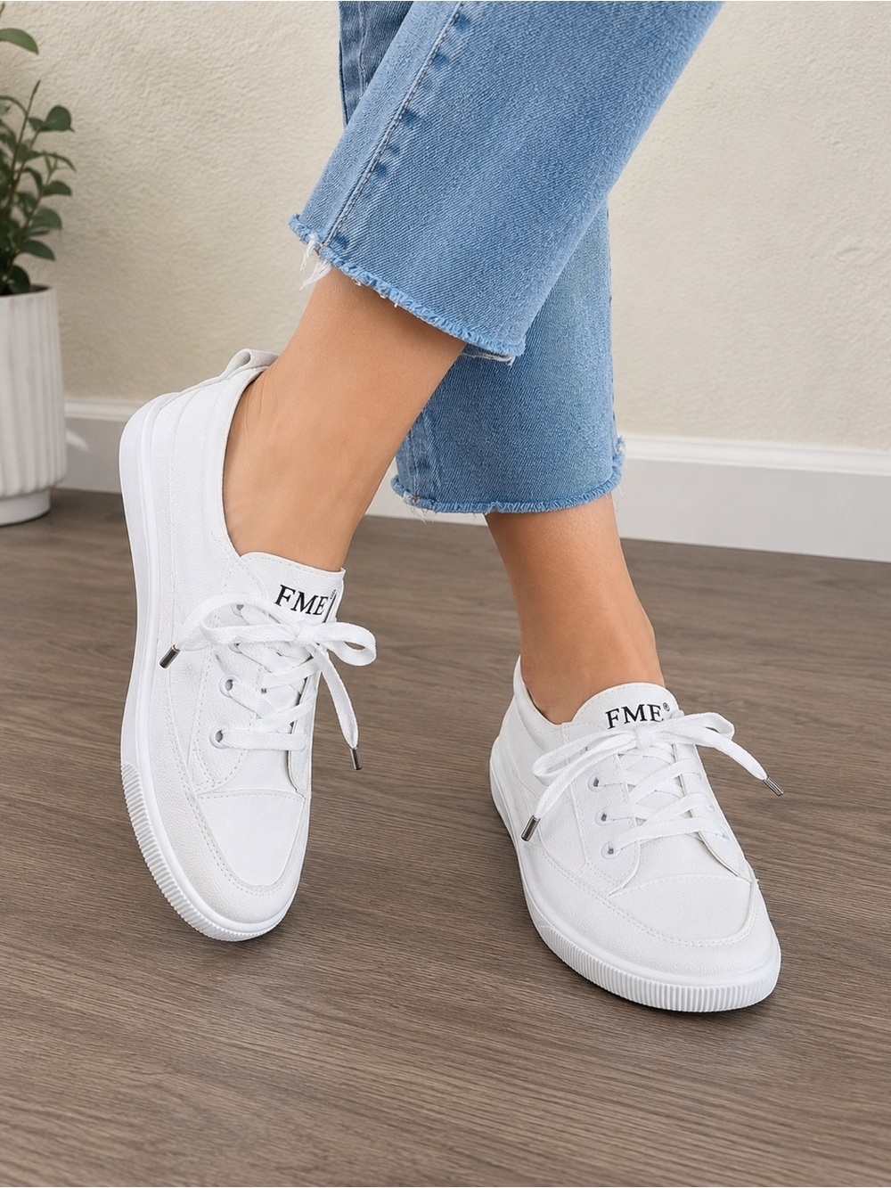 FME White Slip-On Lace Sneakers Women’s US 7.5 (EU 38) Casual Shoes NWOT
